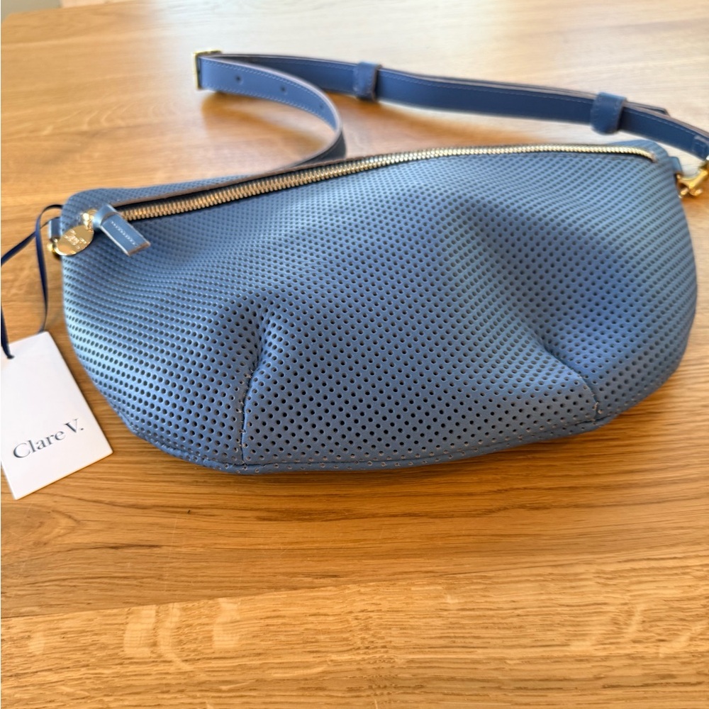 Clare V Desert Blue Perforated Grande Fanny NWT - Picture 4 of 9